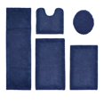 thumbnail image 1 of Better Trends 5 Piece Premium Bathroom Rug Set 100% Cotton Soft Tufted Bath Mat Water absorbent Reversible U shape Toilet Bath Rug Perfect for Bathroom, Shower and Bathtub Use, Navy - Edge Collection, 1 of 5