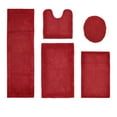 thumbnail image 1 of Better Trends 5 Piece Premium Bathroom Rug Set 100% Cotton Soft Tufted Bath Mat Water absorbent Reversible U shape Toilet Bath Rug Perfect for Bathroom, Shower and Bathtub Use, Red - Edge Collection, 1 of 5