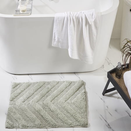 Better Trends 6 Piece Bathroom Rug Set 100% Cotton Extra Soft Tufted Bath Rug Water Absorbent Non-Slip Bath Mat Machine Washable (Dark Sage) Hugo Collection
