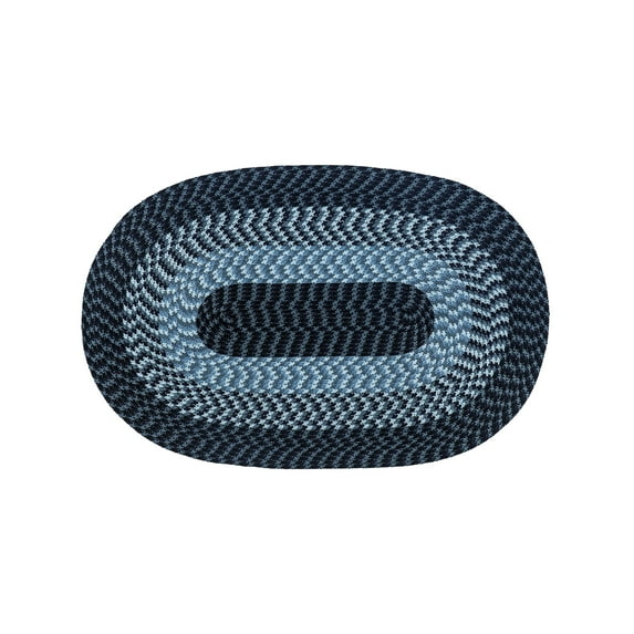 Better Trends 60"x 96" Oval Rug 100% Polypropylene Durable & Stain Resistant Reversible Indoor Area Utility Rug (Navy Stripe) Alpine Stripe Collection