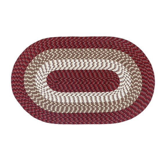 Better Trends 88"x 112" Oval Rug 100% Polypropylene Durable & Stain Resistant Reversible Indoor Area Utility Rug (Burgundy Stripe) Alpine Stripe Collection