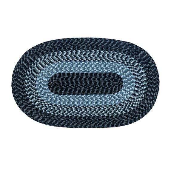 Better Trends 88"x 112" Oval Rug 100% Polypropylene Durable & Stain Resistant Reversible Indoor Area Utility Rug (Navy Stripe) Alpine Stripe Collection