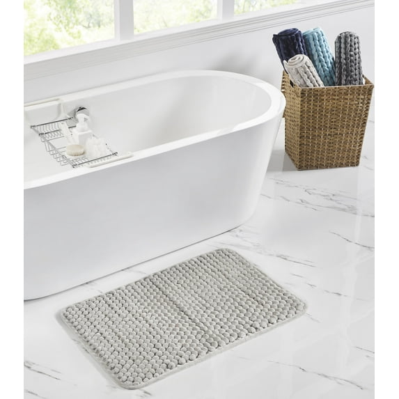 Better Trends 17" x 24" Bathroom Rugs Poly-Cotton Soft Water Absorbent Non Slip Bath Mat Machine Washable Rug (Sand) Alma Collection