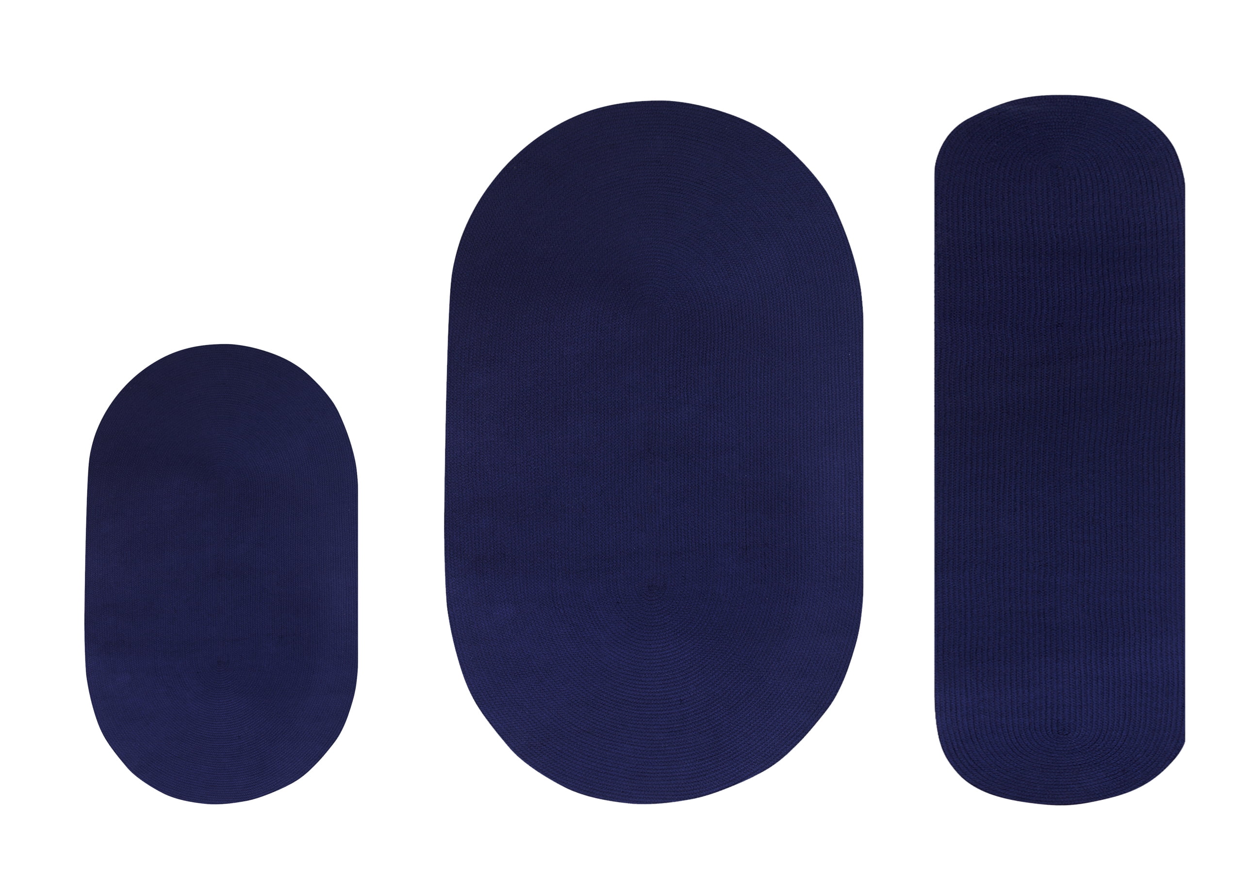 Better Trends Alpine 100 Polypropylene 3 Piece Braided Rug Set Navy