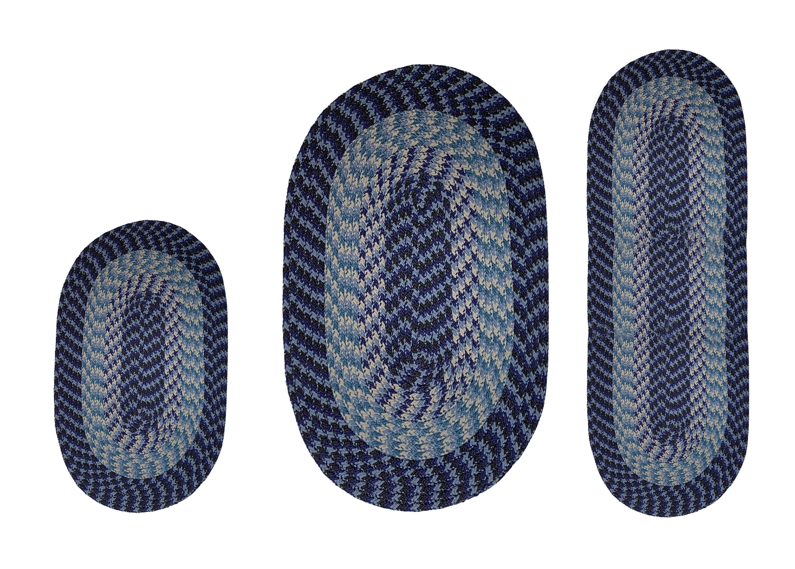 Better Trends Alpine 100 Polypropylene 3 Piece Braided Rug Set Navy