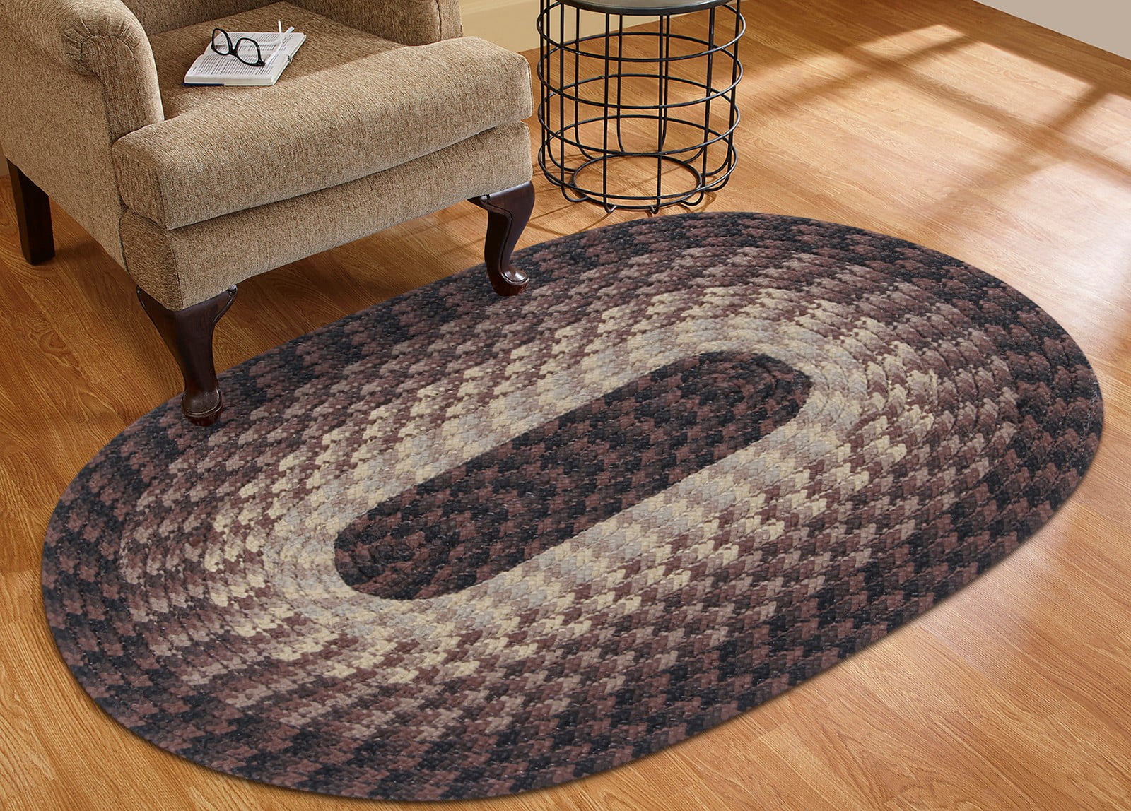 Alpine Chocolate Stripe 4' x 6' Oval Braided Rug