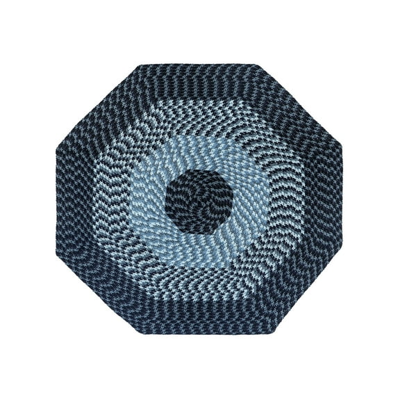 Better Trends 48" Octagonal Rug 100% Polypropylene Durable & Stain Resistant Reversible Indoor Area Utility Rug (Navy Stripe) Alpine Stripe Collection