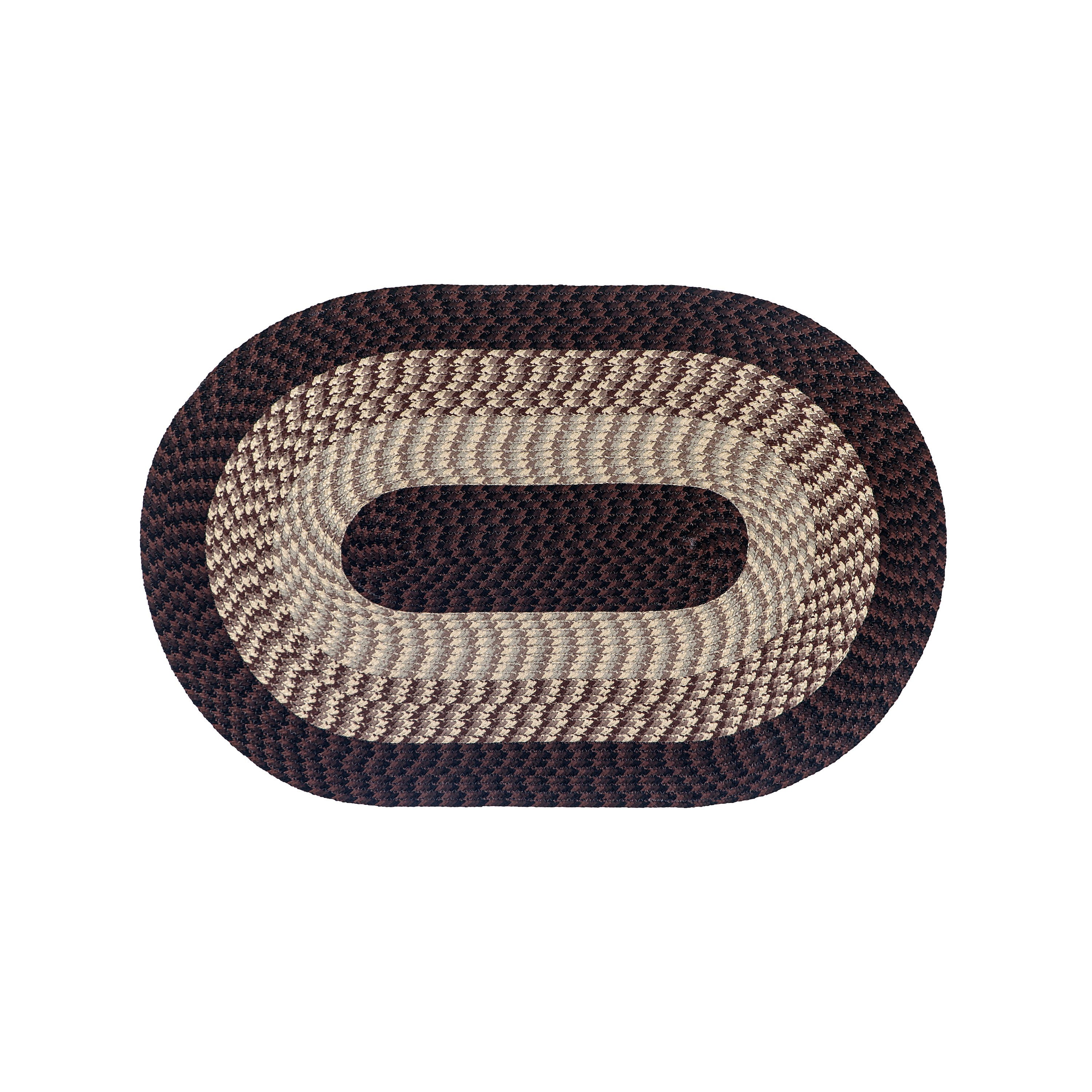Chocolate and Beige Braided Oval Reversible Area Rug, 60" x 96"