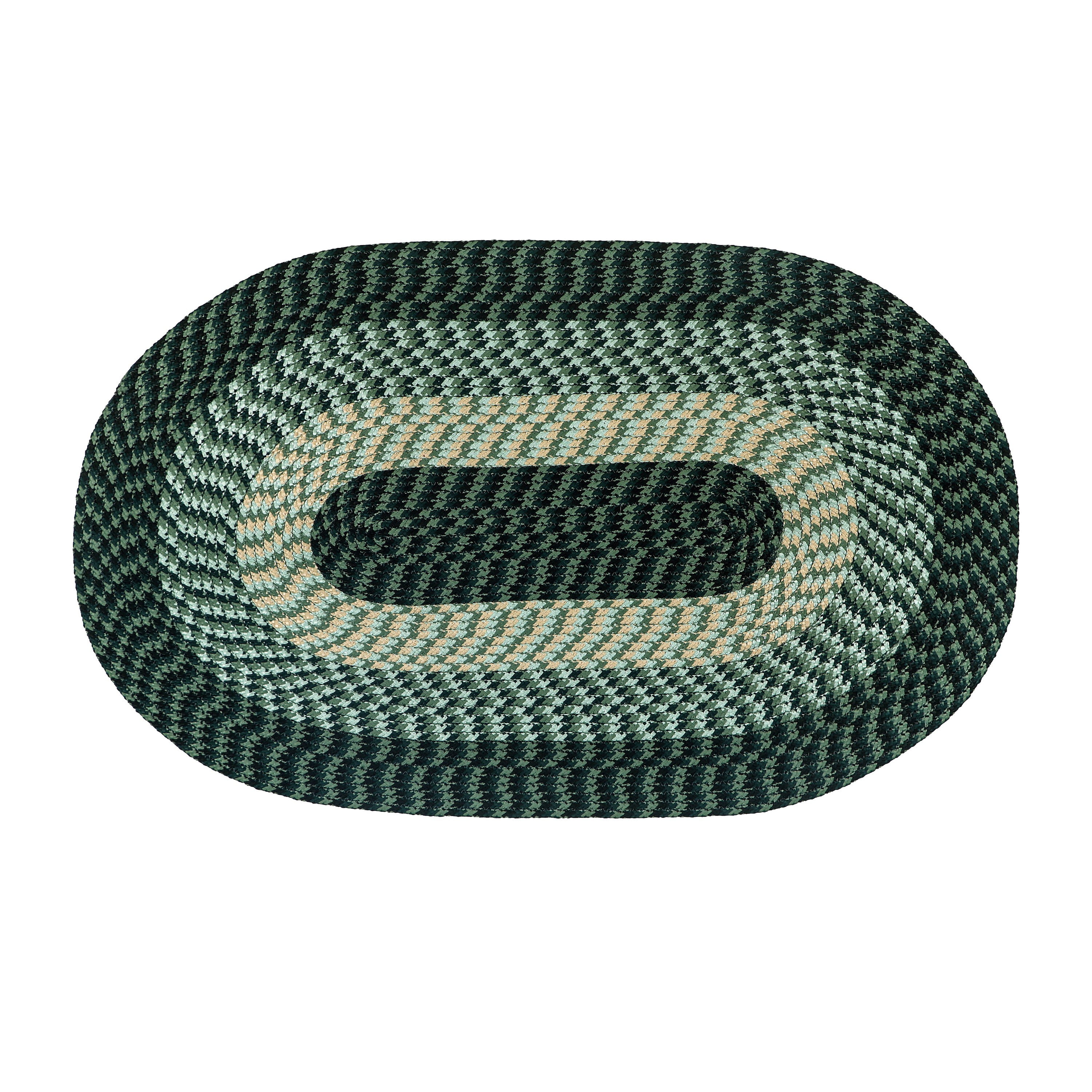 Hunter Stripe Green Braided Oval Reversible Rug