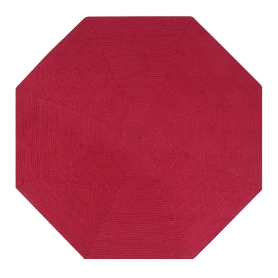 Better Trends 96" Octagonal Oval Brided Rug 100% Polypropylene Durable & Stain Resistant Reversible Indoor Area Utility Rug (Burgundy Solid) Alpine Solid Collection