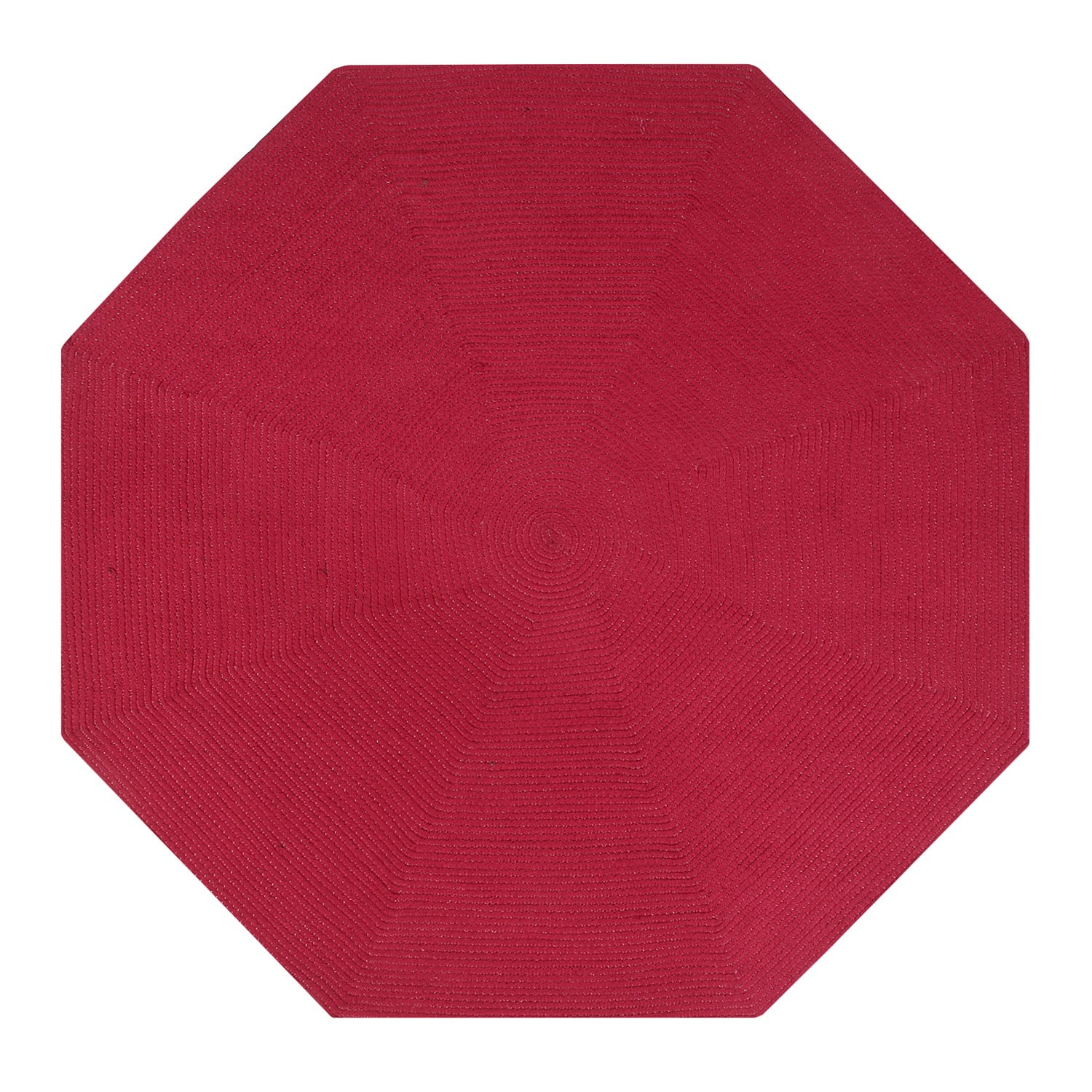 Burgundy Octagonal Braided Synthetic Rug, 72" Round