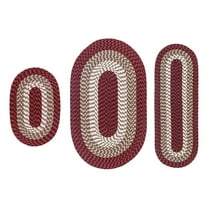 Better Trends Alpine Stripe 3-Piece 100% Polypropylene Braided Rug Set Burgundy Stripe Reversible