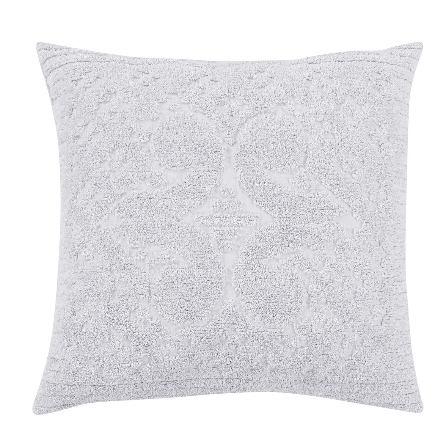 Better Trends Ashton – Luxurious 100% Cotton Tufted Euro Sham in Medallion Design, Super Soft & Lightweight, 26” x 26”, White