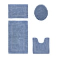 thumbnail image 1 of Better Trends Bath Rug 4 Piece Set 100% Cotton Soft Bathroom Seat Covers, Water Absorbent, Reversible, Machine Washable for Bathroom Decor Toilet Base Contour, Lid Cover Dark Blue Lux Collection, 1 of 4