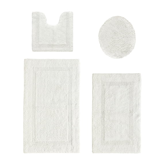 Better Trends Bath Rug 4 Piece Set 100% Cotton Soft Bathroom Seat Covers Water Absorbent Reversible Machine Washable for Bathroom Decor U-Shaped Toilet Base Contour Lid CoverIvory Lux Collection