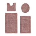 thumbnail image 1 of Better Trends Bath Rug 4 Piece Set 100% Cotton Soft Bathroom Seat Covers Water Absorbent Reversible Machine Washable for Bathroom Decor U-Shaped Toilet Base Contour Lid CoverPink Lux Collection, 1 of 4