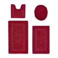 thumbnail image 1 of Better Trends Bath Rug 4 Piece Set 100% Cotton Soft Bathroom Seat Covers Water Absorbent Reversible Machine Washable for Bathroom Decor U-Shaped Toilet Base Contour Lid CoverRed Lux Collection, 1 of 4