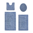 thumbnail image 1 of Better Trends Bath Rug 4 Piece Set 100% Cotton Soft Bathroom Seat Covers Water Absorbent Reversible Machine Washable for Bathroom Decor U-Shaped Toilet Base Contour Lid CoverDark Blue Lux Collection, 1 of 4