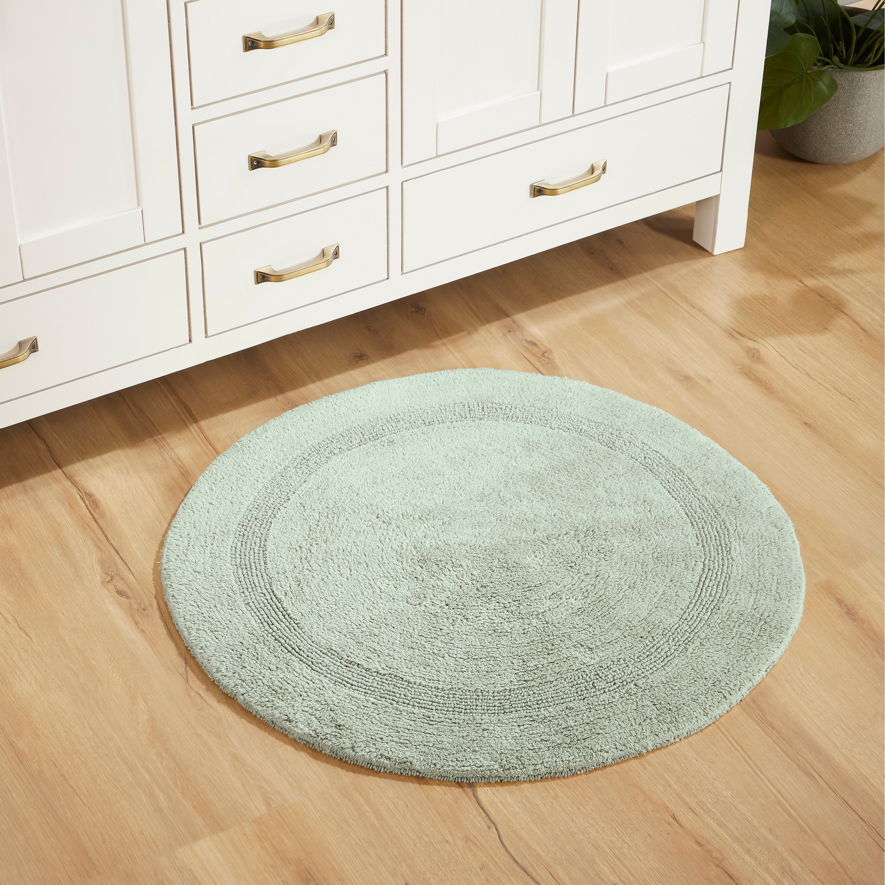 Better Trends Round Bath Mat 30" Diameter Elegant Reversible Bath Rug, Extra Soft Cotton for Ultimate Comfort, Absorbent, Ideal for Half Baths and Powder Rooms, (Dark Sage) Lux Collection