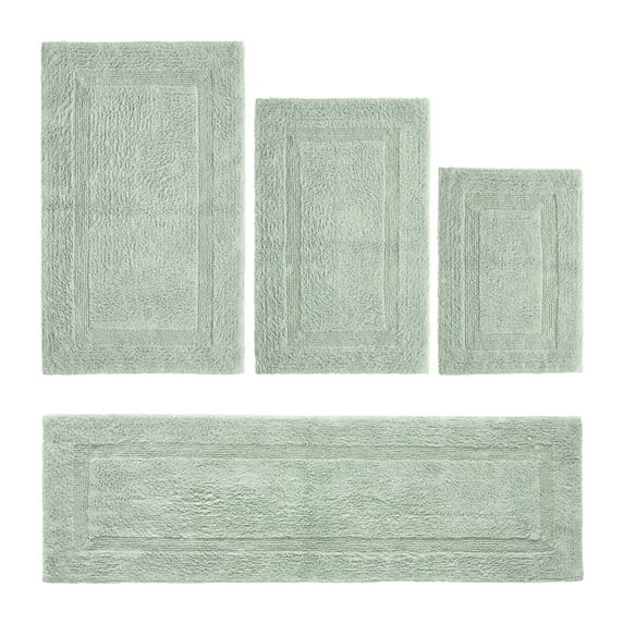 Better Trends Bath Rugs 4 Piece Set 100% Cotton Bathroom Rug Soft, Water Absorbent, Reversible, Machine Washable for Bathroom Decor Toilet Base Contour And, Bath Mat Dark Sage Lux Collection