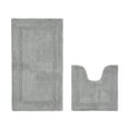 thumbnail image 1 of Better Trends Bath Rugs U-Shaped Contour Toilet Rugs Sets 2 Piece 100% Cotton Bathroom Mat Soft Absorbent Reversible Decor Tub Shower Bathroom Floor, 20"x20"|24"x40" Silver Lux Collection, 1 of 4