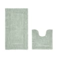 thumbnail image 1 of Better Trends Bath Rugs U-Shaped Contour Toilet Rugs Sets 2 Piece 100% Cotton Bathroom Mat Soft Absorbent Reversible Washable for Decor Tub Shower Bathroom Floor, Dark Sage Lux Collection, 1 of 4