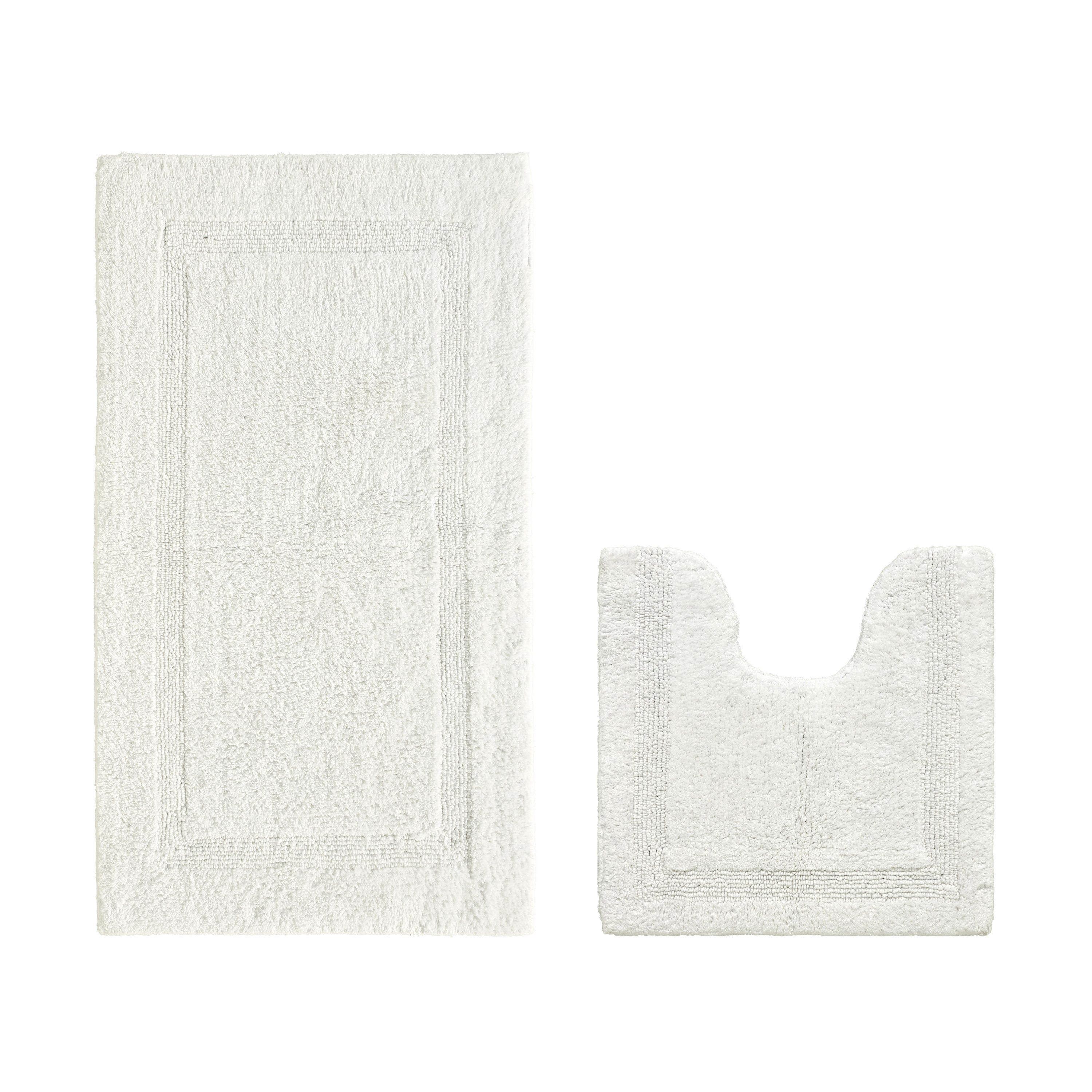 Better Trends Bath Rugs U-Shaped Contour Toilet Rugs Sets 2 Piece 100% Cotton Bathroom Mat Soft Absorbent Reversible Washable for Decor Tub Shower Bathroom Floor, 20"x20"|24"x40" Ivory Lux Collection