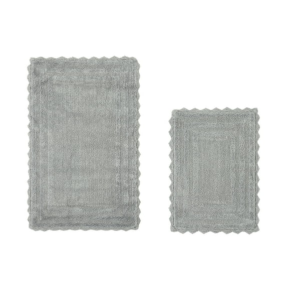 Better Trends 2 Piece Bathroom Rugs Set 100% Cotton, Soft Tufted Bath Mat, Water Absorbent & Reversible Bath Rug (Gray) Lilly Crochet Collection