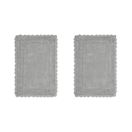 Better Trends 2 Piece Bathroom Rugs Set 100% Cotton, Soft Tufted Bath Mat, Water Absorbent & Reversible Bath Rug (Gray) Lilly Crochet Collection