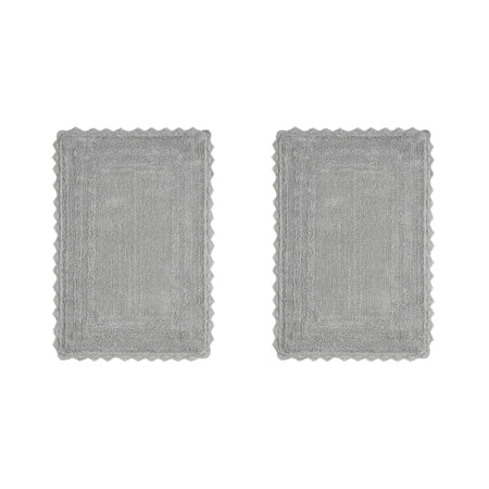Better Trends 2 Piece Bathroom Rugs Set 100% Cotton, Soft Tufted Bath Mat, Water Absorbent & Reversible Bath Rug (Gray) Lilly Crochet Collection