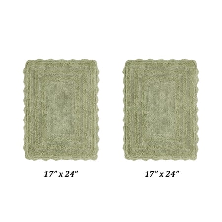 Better Trends 2 Piece Bathroom Rugs Set 100% Cotton, Soft Tufted Bath Mat, Water Absorbent & Reversible Bath Rug (Sage) Lilly Crochet Collection