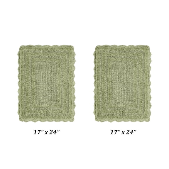 Better Trends 2 Piece Bathroom Rugs Set 100% Cotton, Soft Tufted Bath Mat, Water Absorbent & Reversible Bath Rug (Sage) Lilly Crochet Collection
