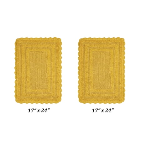 Better Trends 2 Piece Bathroom Rugs Set 100% Cotton, Soft Tufted Bath Mat, Water Absorbent & Reversible Bath Rug (Yellow) Lilly Crochet Collection
