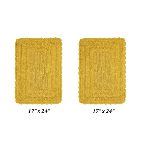 Better Trends 2 Piece Bathroom Rugs Set 100% Cotton, Soft Tufted Bath Mat, Water Absorbent & Reversible Bath Rug (Yellow) Lilly Crochet Collection