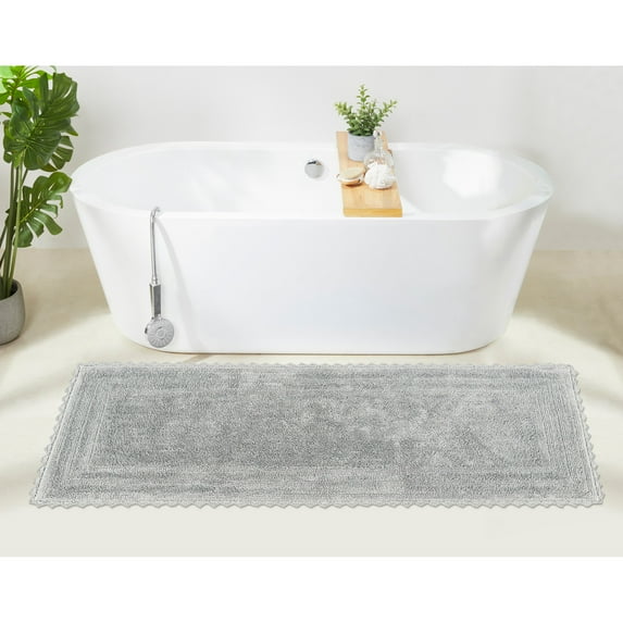 Better Trends 20" x 60" Bathroom Runner Mat, 100% Cotton, Crochet Bath Mat, Absorbent, Reversible, Machine Washable for Bathroom, Tub & Shower Use Gray - Lilly Crochet Collection