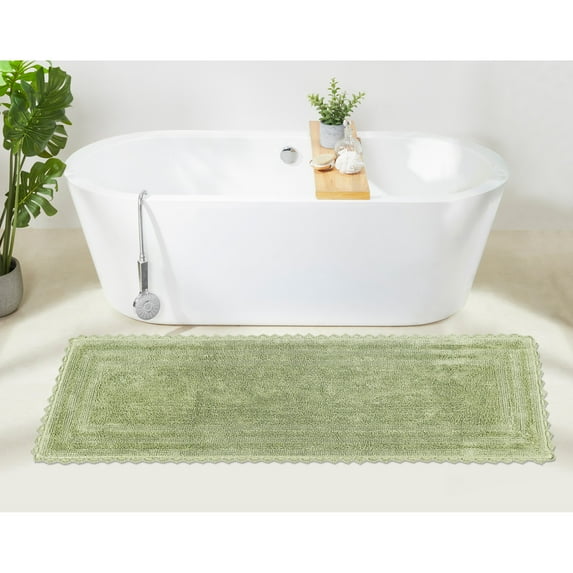 Better Trends 20" x 60" Bathroom Runner Mat, 100% Cotton, Crochet Bath Mat, Absorbent, Reversible, Machine Washable for Bathroom, Tub & Shower Use Sage - Lilly Crochet Collection