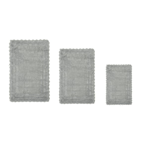 Better Trends 3 Piece Bathroom Rug Set 100% Cotton, Extra Soft Tufted Bath Mat, Water Absorbent & Reversible Mat, Gray Lilly Crochet Collection