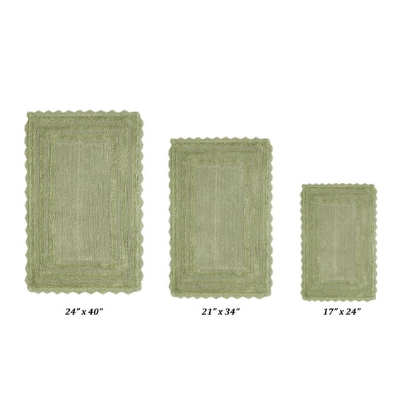 Better Trends 3 Piece Bathroom Rug Set 100% Cotton, Extra Soft Tufted Bath Mat, Water Absorbent & Reversible Mat, Sage Lilly Crochet Collection