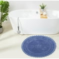thumbnail image 1 of Better Trends Chic Round Bath Mat, 30" Diameter, 100% Cotton with Crochet Border, Water Absorbent, Ideal for Half Baths and Powder Rooms, Machine Washable, Blue - Lilly Crochet Collection, 1 of 6