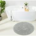thumbnail image 1 of Better Trends Chic Round Bath Mat, 30" Diameter, 100% Cotton with Crochet Border, Water Absorbent, Ideal for Half Baths and Powder Rooms, Machine Washable, Gray - Lilly Crochet Collection, 1 of 6