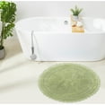 thumbnail image 1 of Better Trends Chic Round Bath Mat, 30" Diameter, 100% Cotton with Crochet Border, Water Absorbent, Ideal for Half Baths and Powder Rooms, Machine Washable, Sage - Lilly Crochet Collection, 1 of 6