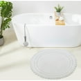 thumbnail image 1 of Better Trends Chic Round Bath Mat, 30" Diameter, 100% Cotton with Crochet Border, Water Absorbent, Ideal for Half Baths and Powder Rooms, Machine Washable, White - Lilly Crochet Collection, 1 of 6