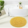 thumbnail image 1 of Better Trends Chic Round Bath Mat, 30" Diameter, 100% Cotton with Crochet Border, Water Absorbent, Ideal for Half Baths and Powder Rooms, Machine Washable, Yellow - Lilly Crochet Collection, 1 of 6