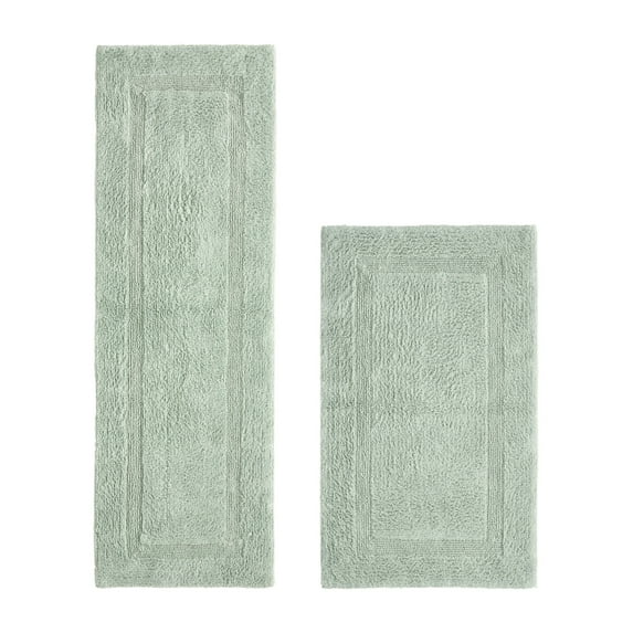 Better Trends Bathroom Rug 2 Piece 100% Cotton Soft Luxury Bath Rug Water Absorbent Reversible Machine Washable Runner Mat for Bathroom Bathtub Laundry Room 24”x40”|20”x60” Dark Sage Lux Collection