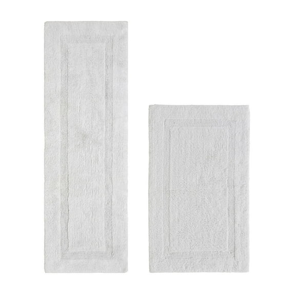 Better Trends Bathroom Rug 2 Piece Set 100% Cotton Soft Luxury Bath Rug Water Absorbent Reversible Machine Washable Runner Mat for Bathroom, Bathtub, Laundry Room 24”x40”|20”x60” White Lux Collection