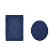 thumbnail image 1 of Better Trends 2 Piece Premium Bathroom Rug Set 100% Cotton Soft Tufted Reversible Bath Rug Water absorbent Bath Mat Ideal for Bathroom Shower and Tub Use, Edge Collection Navy (18" x 20" | 17" x 24"), 1 of 3