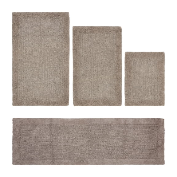 Better Trends 4 Piece Premium Bathroom Rug Set 100% Cotton Soft Tufted Bath Mat Water absorbent Reversible Bath Rug Perfect for Bathroom, Shower and Bathtub Use, Beige - Edge Collection