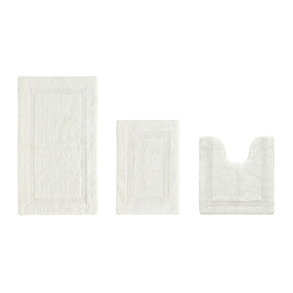 Better Trends Bathroom Rugs 3 Piece Set 100% Cotton Bath Rug Soft Water Absorbent Reversible, Machine Washable for Bathroom Decor U Shap Toilet Base Contour Mat Ivory Lux Collection