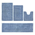 thumbnail image 1 of Better Trends Bathroom Rugs 4 Piece Set 100% Cotton Soft Bath Rug, Water Absorbent, Reversible, Machine Washable for Bathroom Decor Toilet Base Contour, Runner Rug Dark Blue Lux Collection, 1 of 4