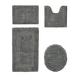 thumbnail image 1 of Better Trends Bathroom Rugs 4 Piece Set 100% Cotton Soft Seat Covers, Water Absorbent, Reversible, Machine Washable for Bathroom Decor Toilet Base Contour, Lid Cover Gray Lux Collection, 1 of 4